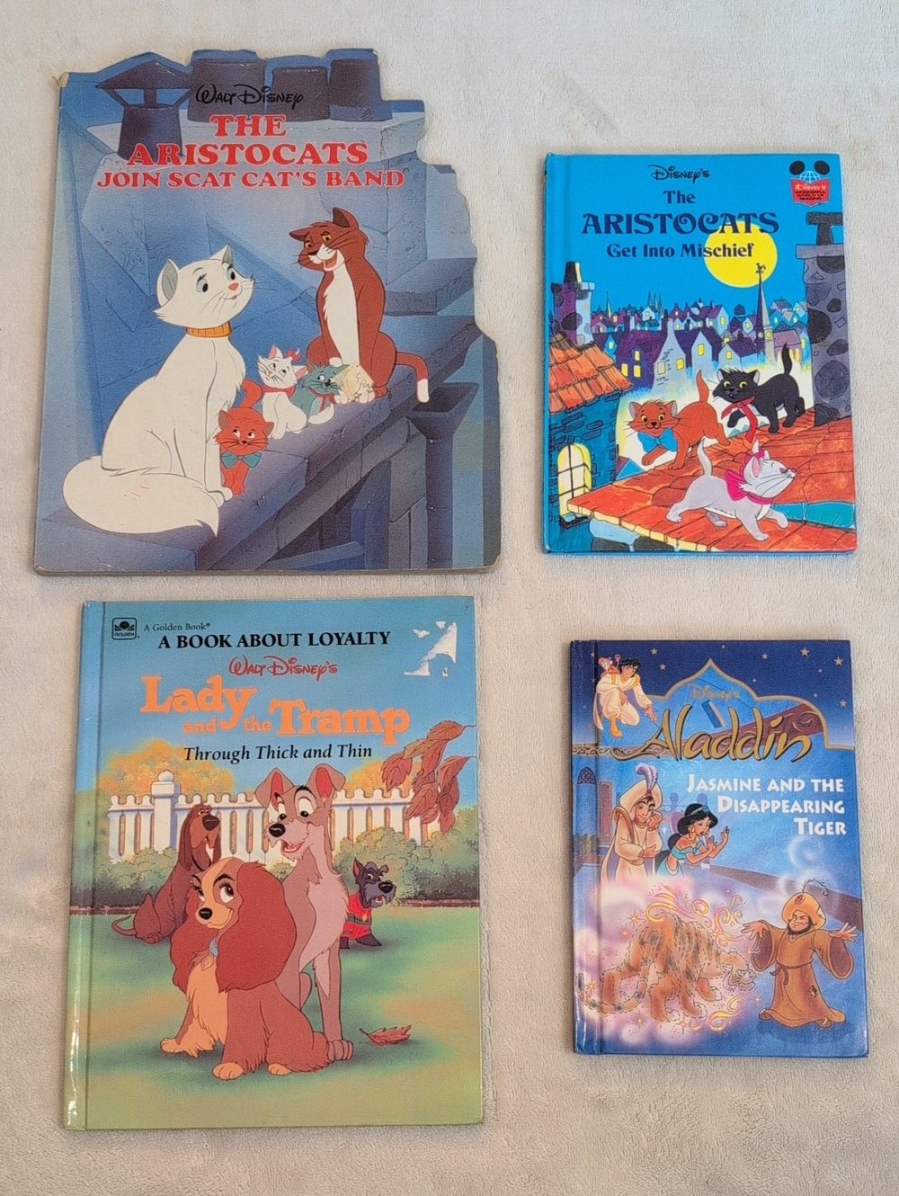 Disney Classics 4 Book Bundle Aristocats Aladdin Lady & Tramp